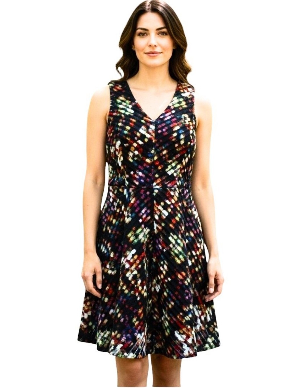 🔥SALE🔥 Mossimo City Lights Multicolor Stripes Mesh Eyelit Sleeveless Dress S